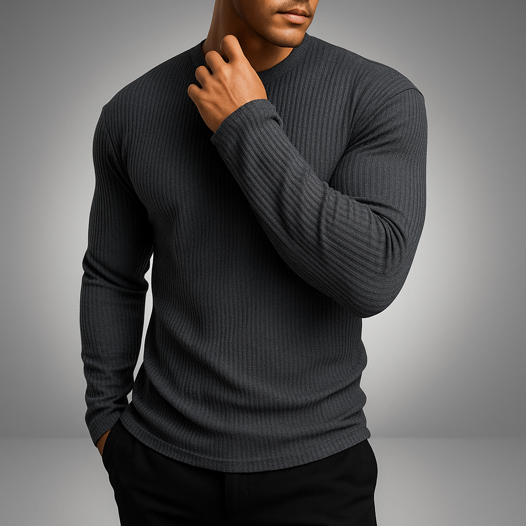 Men's Rib-Knit Sweater - Stylish and Comfortable Gray