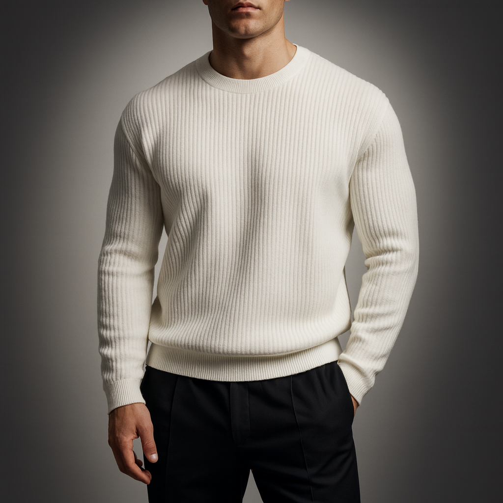 Men's Rib-Knit Sweater White
