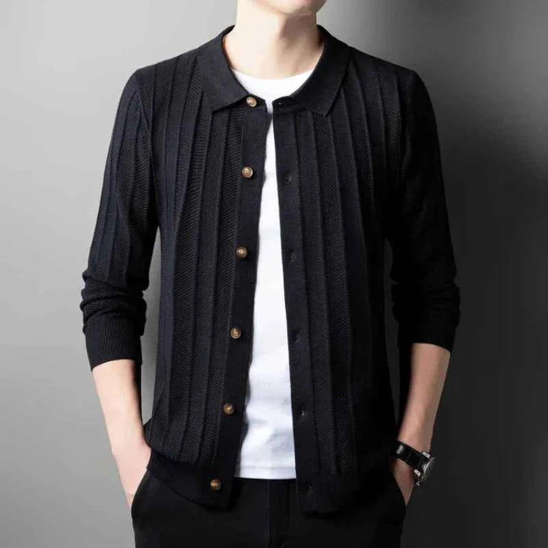 Men's Ribbed Cardigan Black
