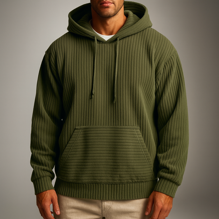 Men's Ribbed Corduroy Hoodie Army Green