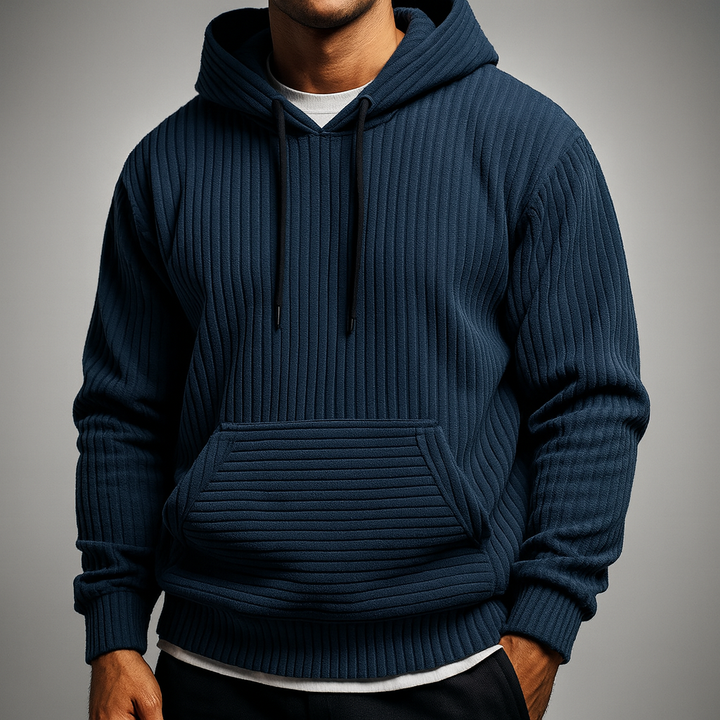 Men's Ribbed Corduroy Hoodie Navy Blue