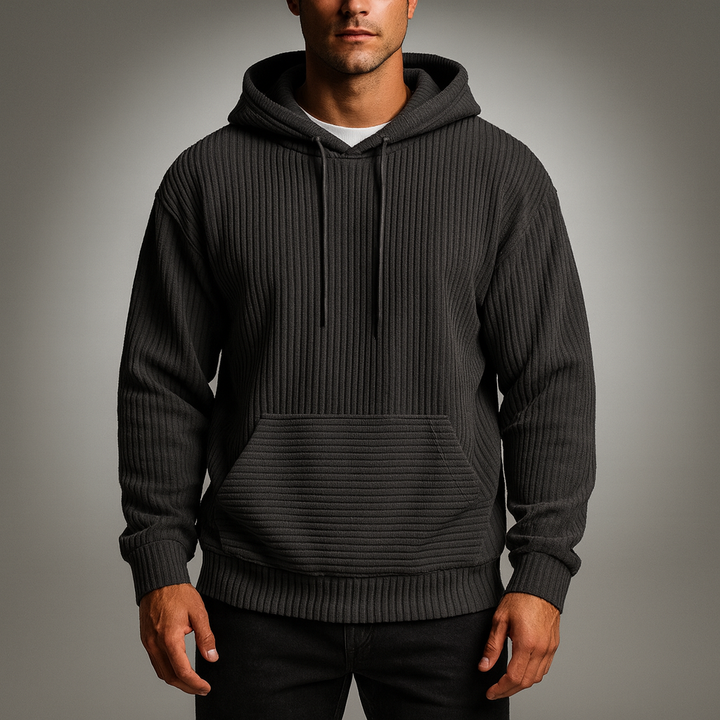 Men's Ribbed Corduroy Hoodie Dark Gray