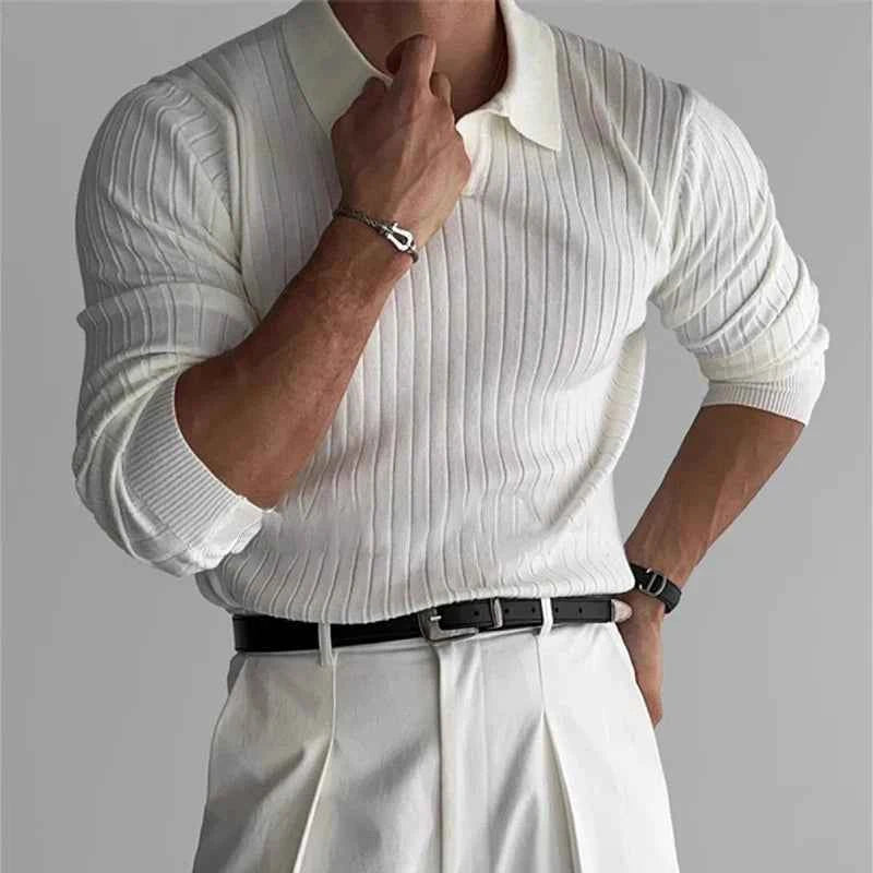 Men's Ribbed Knit Polo Shirt