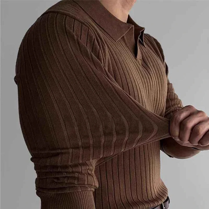 Men's Ribbed Knit Polo Shirt