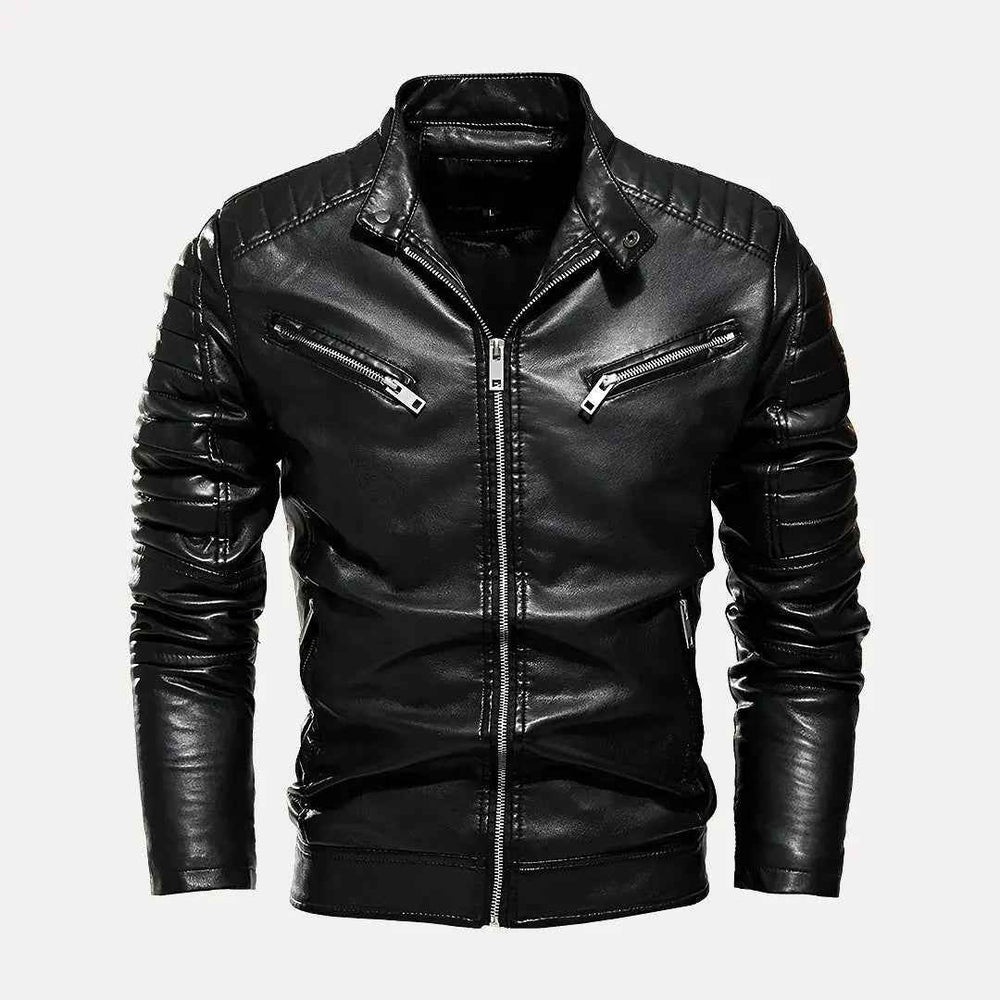 Men's Route 66 Moto Leather Jacket - Stylish Biker Outerwear