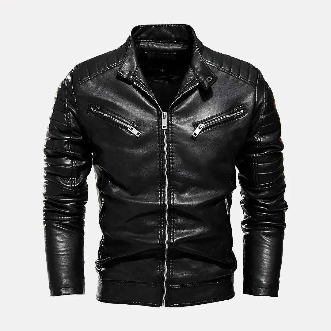 Men's Route 66 Moto Leather Jacket - Stylish Biker Outerwear