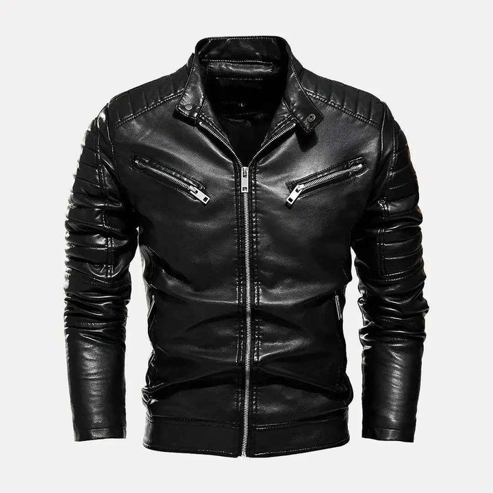Men's Route 66 Moto Leather Jacket - Stylish Biker Outerwear