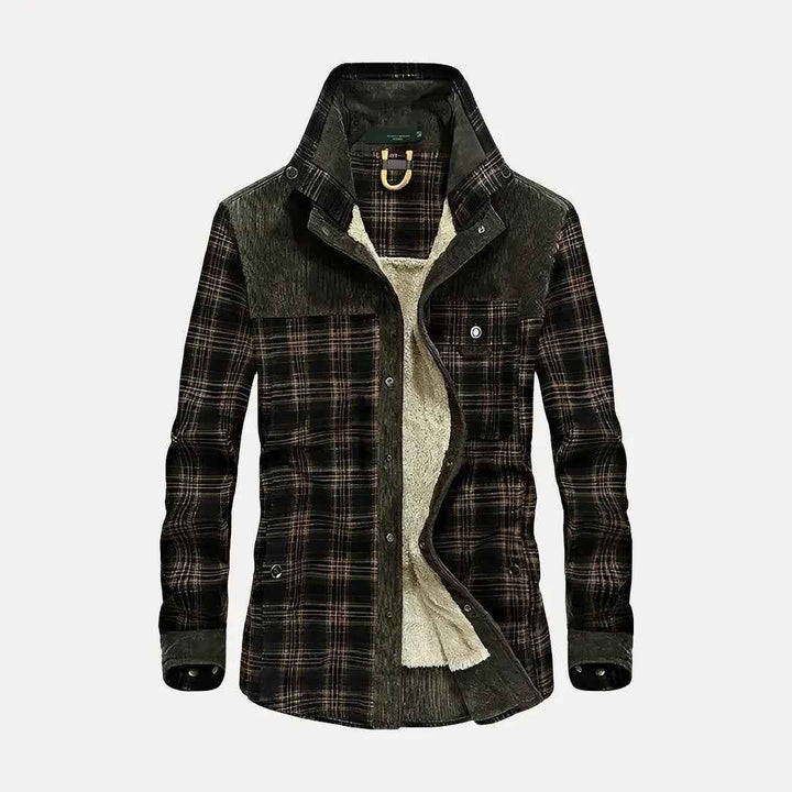 Men's Rustic Wool Plaid Jacket Light Army Green
