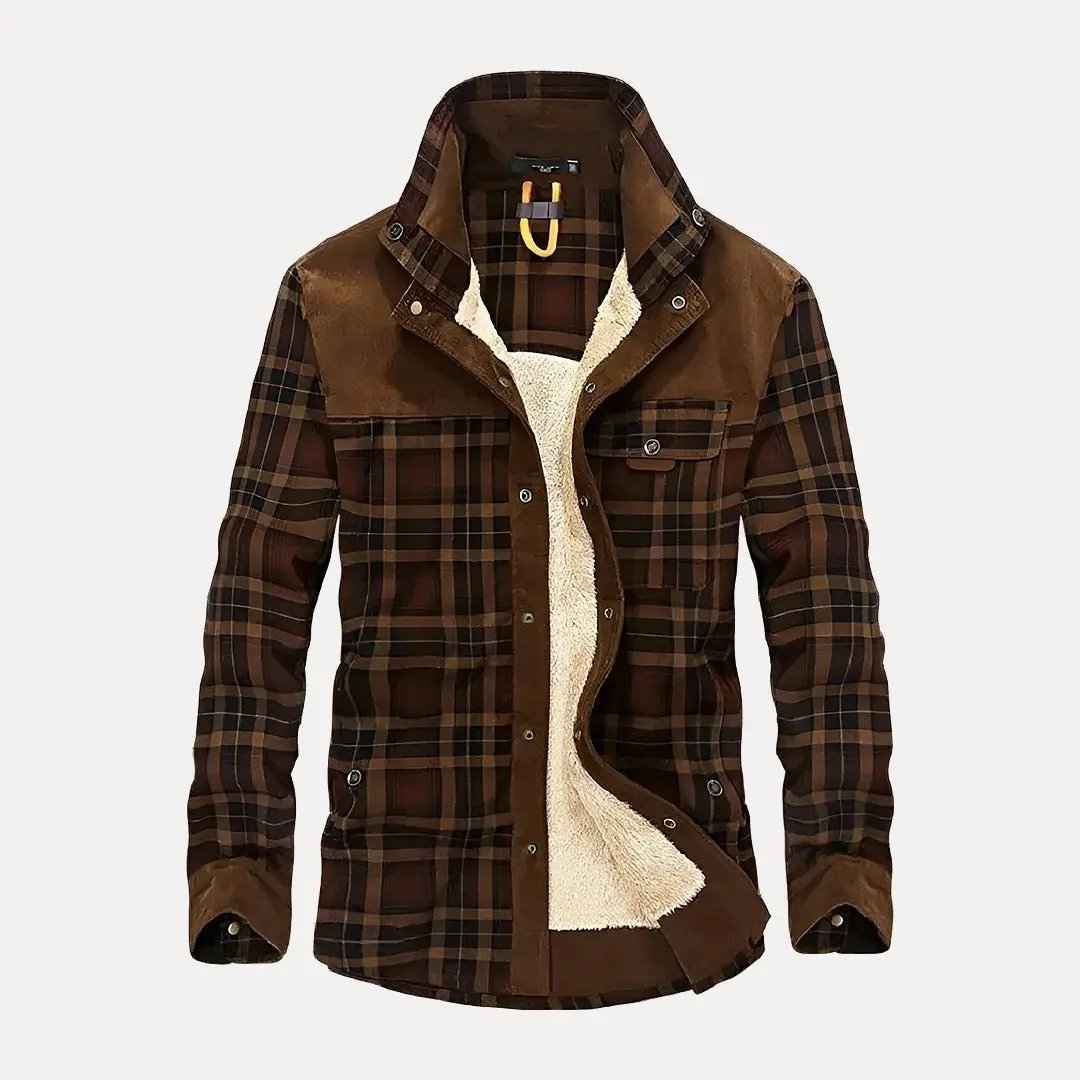 Men's Rustic Wool Plaid Jacket Brown