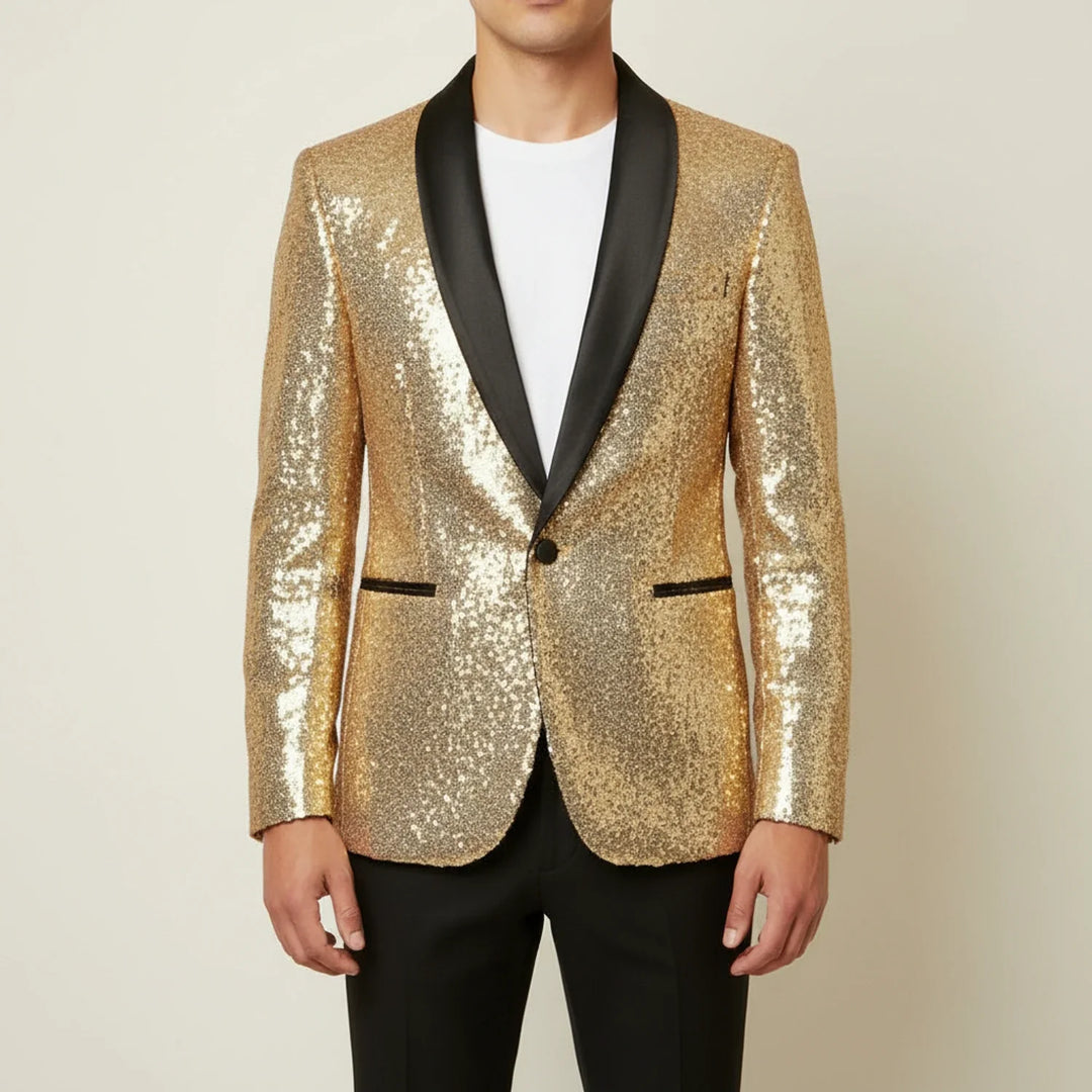 Men's Sequin Blazer Jacket Gold