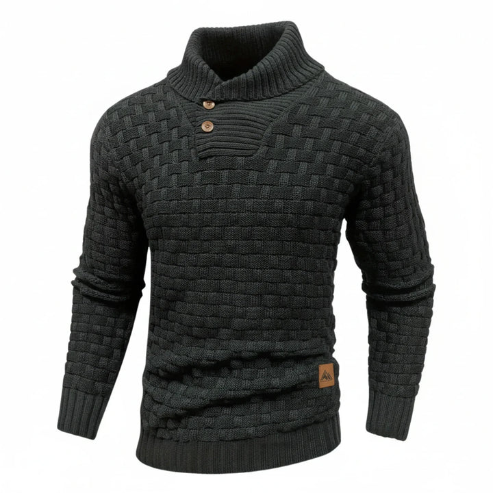 Men's Shawl Collar Winter Sweater Black