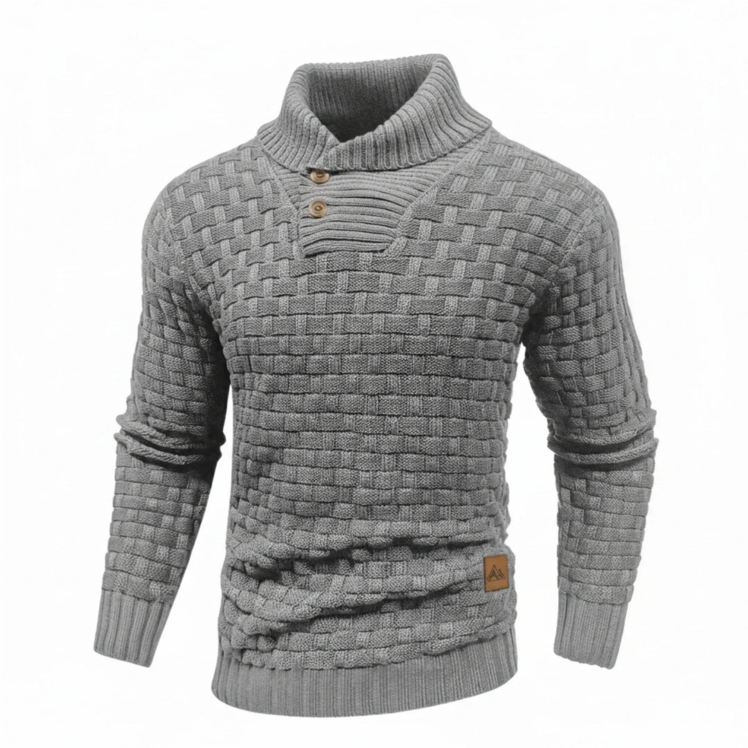 Men's Shawl Collar Winter Sweater Gray