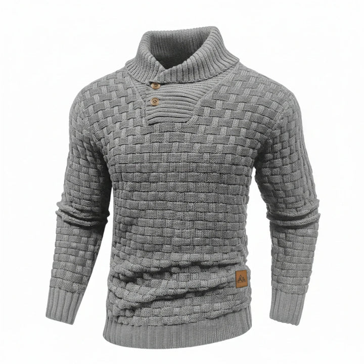 Men's Shawl Collar Winter Sweater Gray
