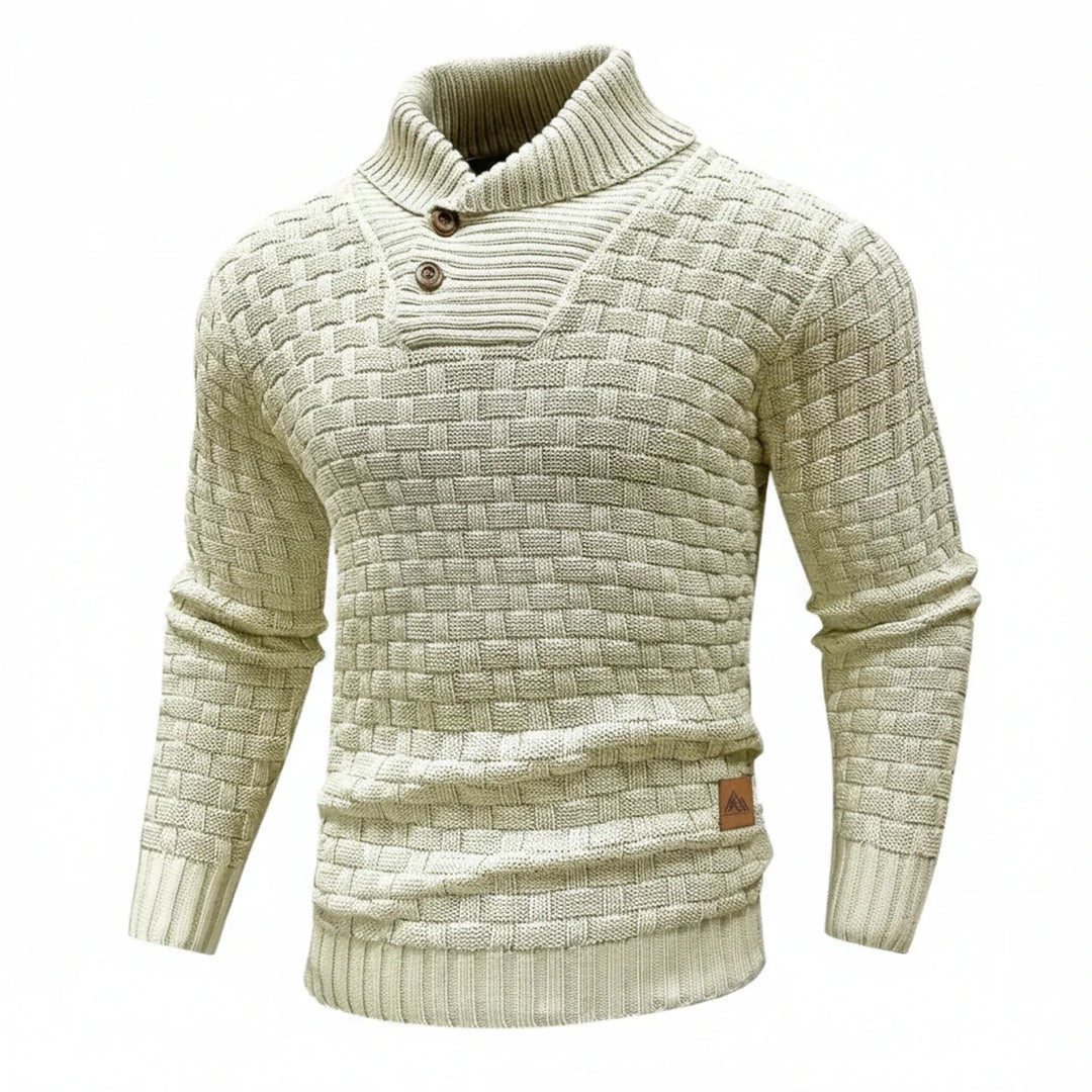 Men's Shawl Collar Winter Sweater Beige