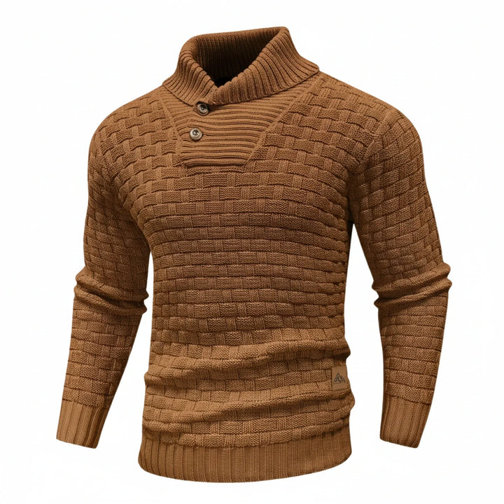 Men's Shawl Collar Winter Sweater Brown