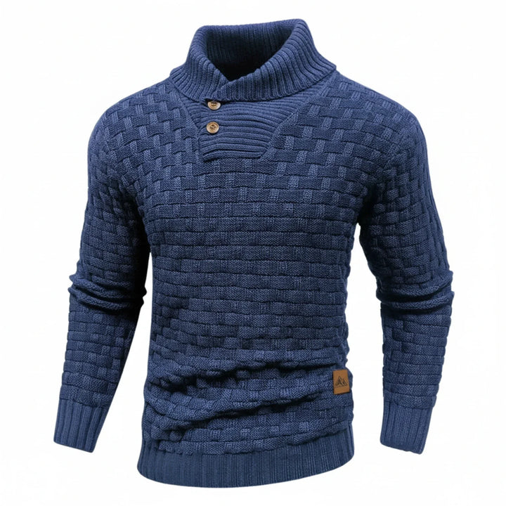 Men's Shawl Collar Winter Sweater Blue