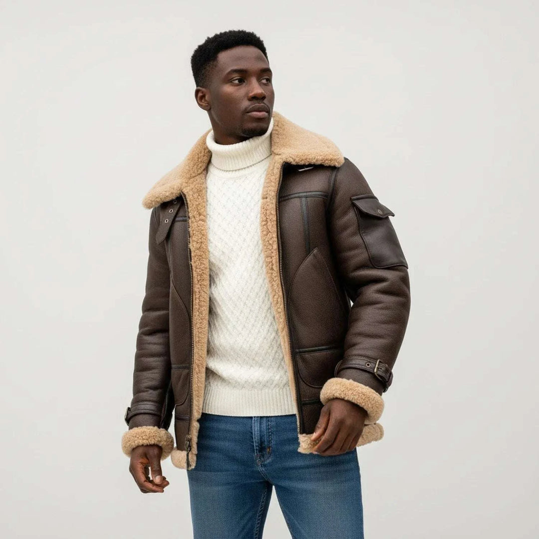 Men's Shearling Aviator Jacket Brown
