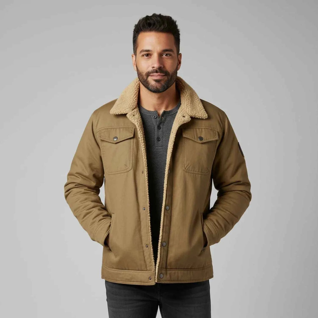 Men's Sherpa Collar Trucker Jacket Khaki