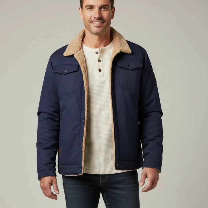 Men's Sherpa Collar Trucker Jacket Navy Blue