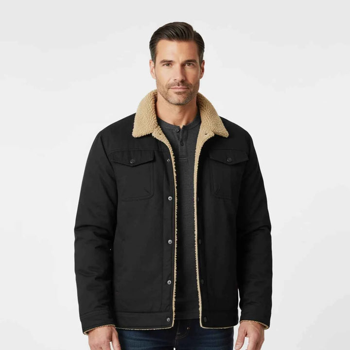 Men's Sherpa Collar Trucker Jacket Black