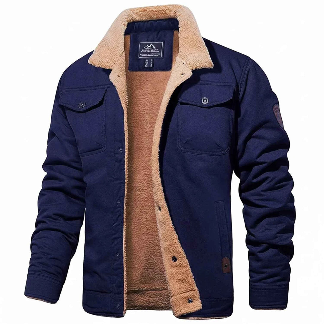 Men's Sherpa Collar Winter Jacket Navy Blue