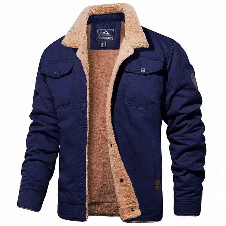 Men's Sherpa Collar Winter Jacket Navy Blue