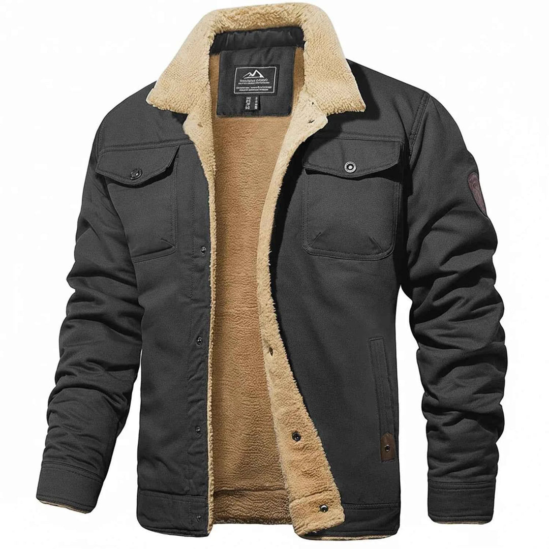 Men's Sherpa Collar Winter Jacket Dark Grey