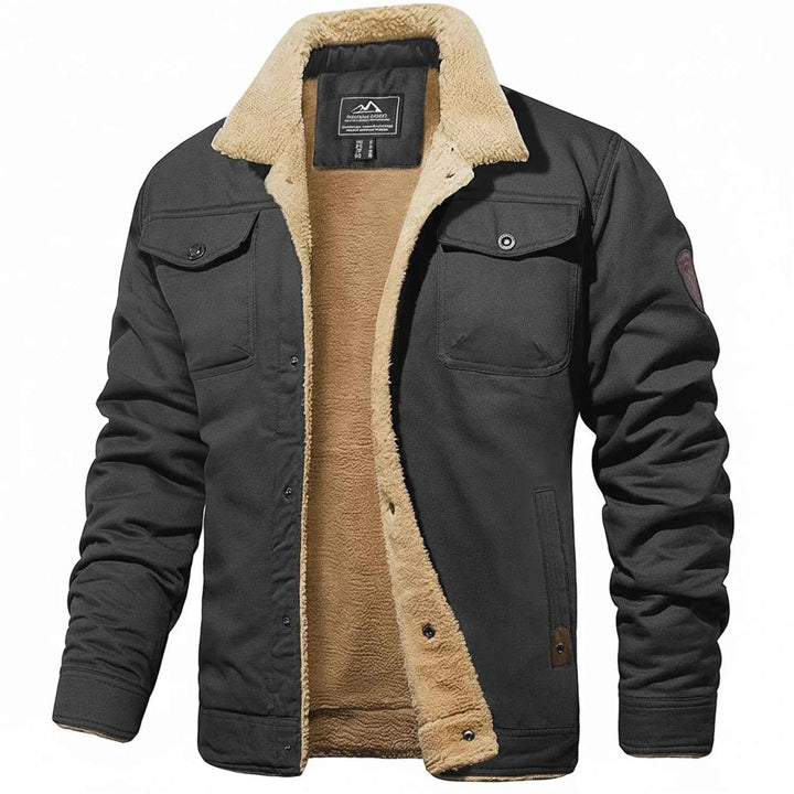 Men's Sherpa Collar Winter Jacket Dark Grey