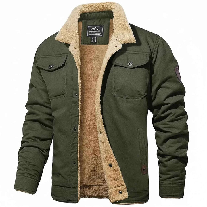 Men's Sherpa Collar Winter Jacket Army Green