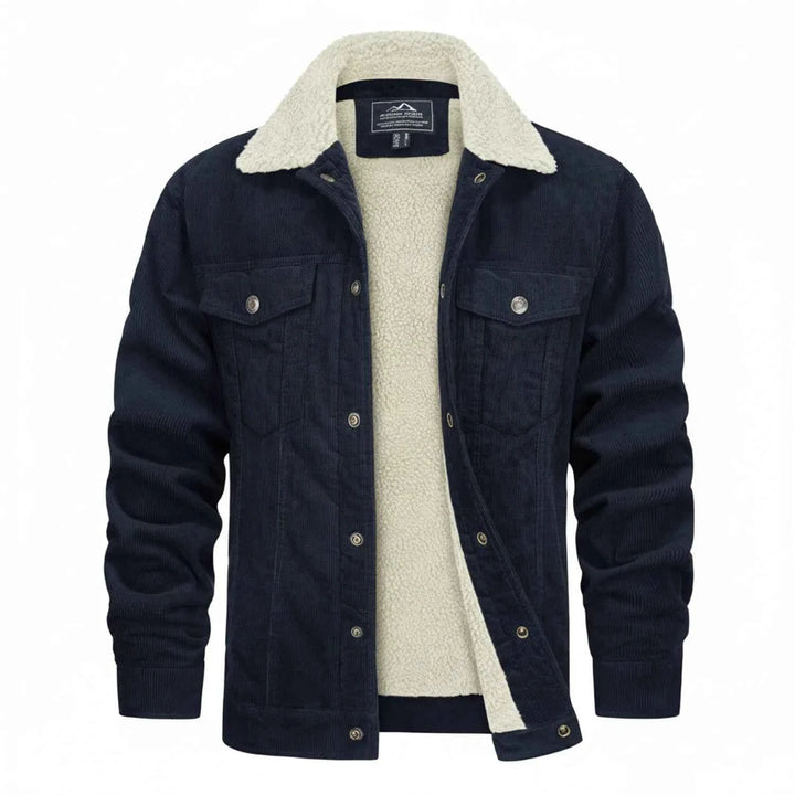Men's Sherpa Lined Corduroy Jacket Navy Blue