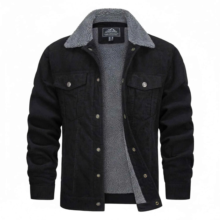 Men's Sherpa Lined Corduroy Jacket Black