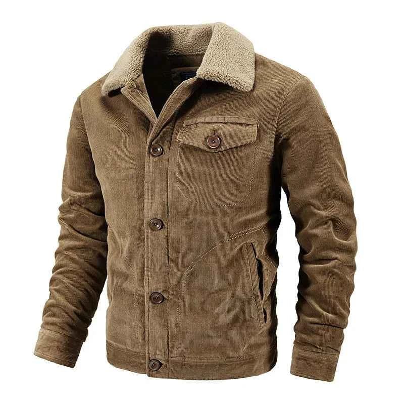 Men's Sherpa-Lined Corduroy Jacket - Ridgeway Style Brown
