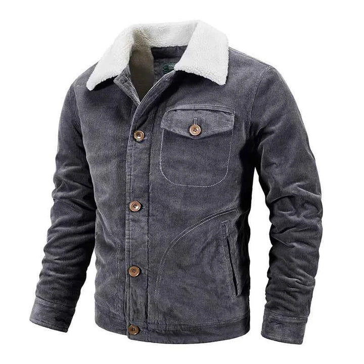 Men's Sherpa-Lined Corduroy Jacket - Ridgeway Style Gray