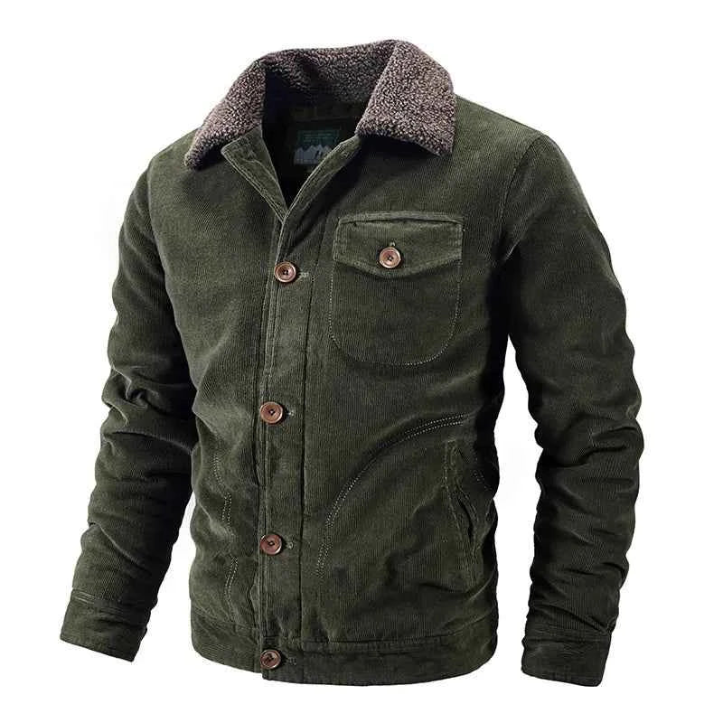 Men's Sherpa-Lined Corduroy Jacket - Ridgeway Style Green