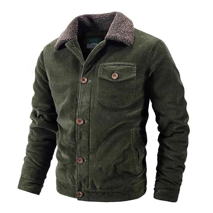 Men's Sherpa-Lined Corduroy Jacket - Ridgeway Style Green