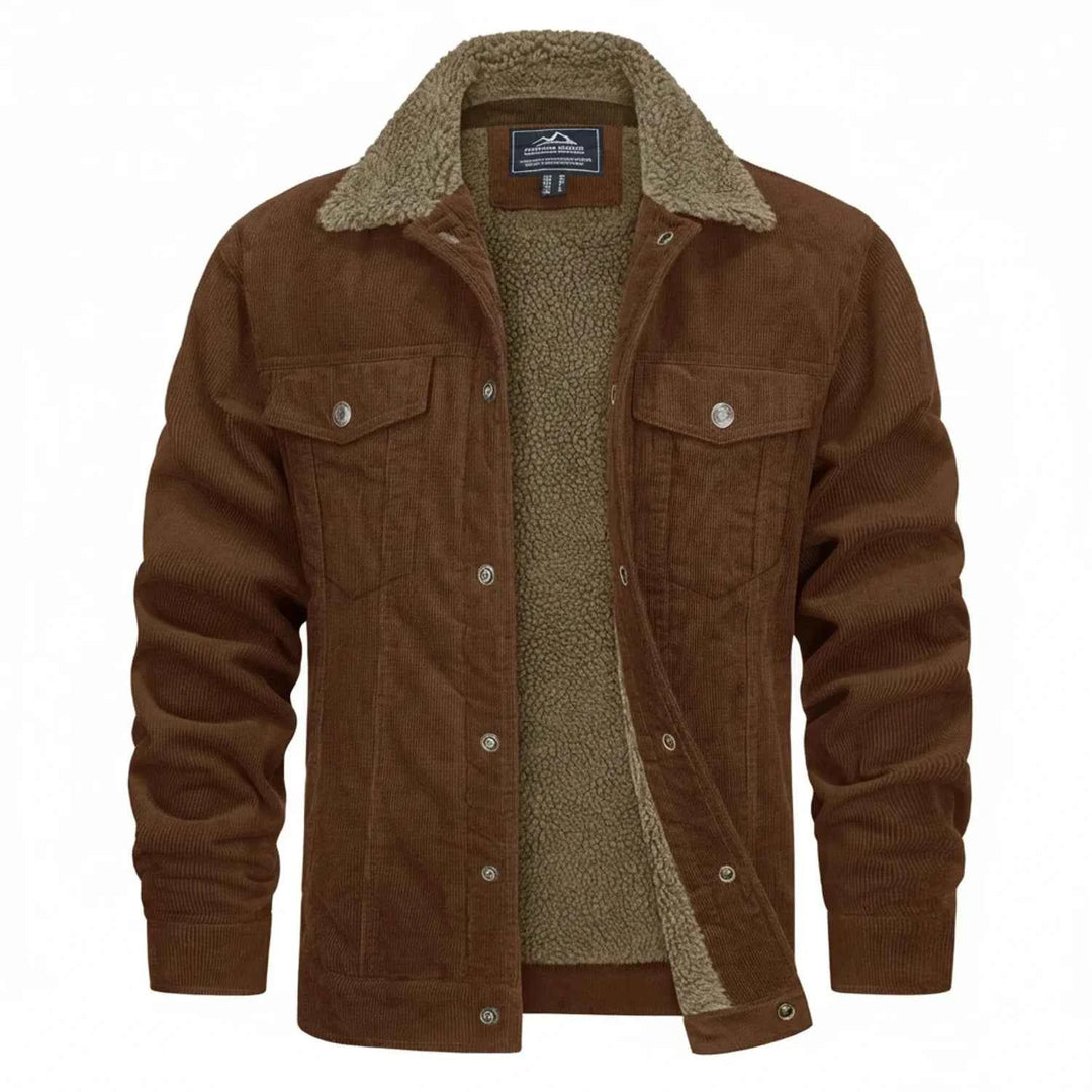 Men's Sherpa Lined Corduroy Jacket Brown