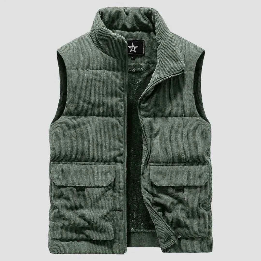 Men's Sherpa-Lined Corduroy Vest Forest