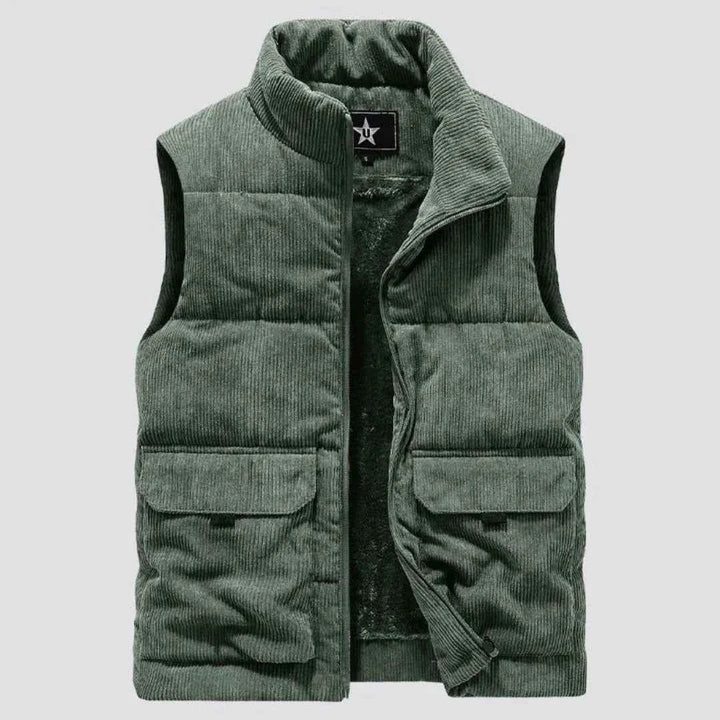 Men's Sherpa-Lined Corduroy Vest Forest