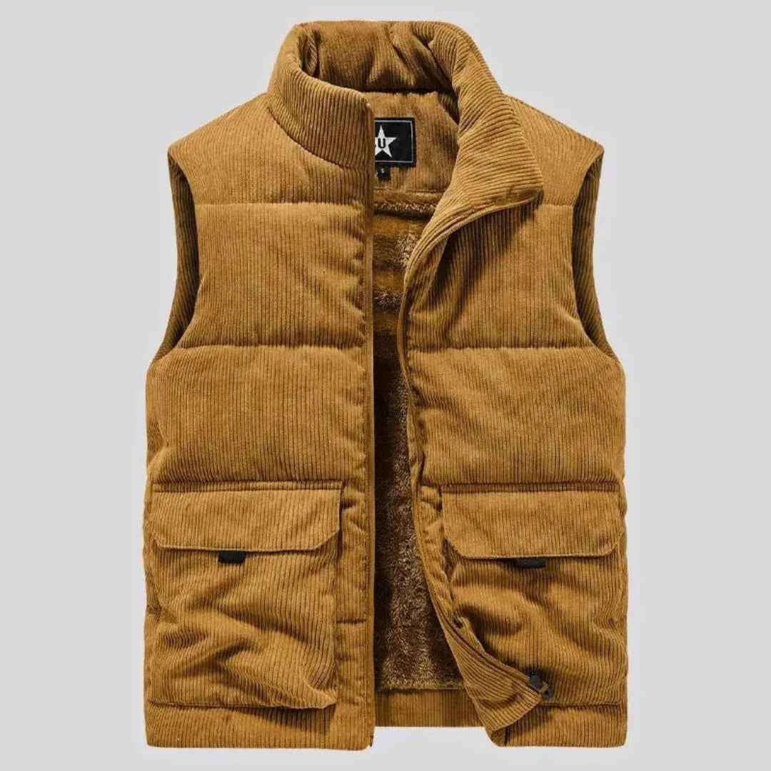 Men's Sherpa-Lined Corduroy Vest Camel