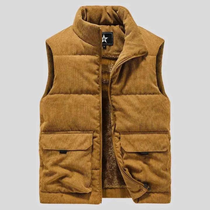 Men's Sherpa-Lined Corduroy Vest Camel