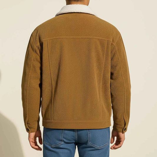 Men's Vintage Corduroy Sherpa Lined Collar Winter Jacket