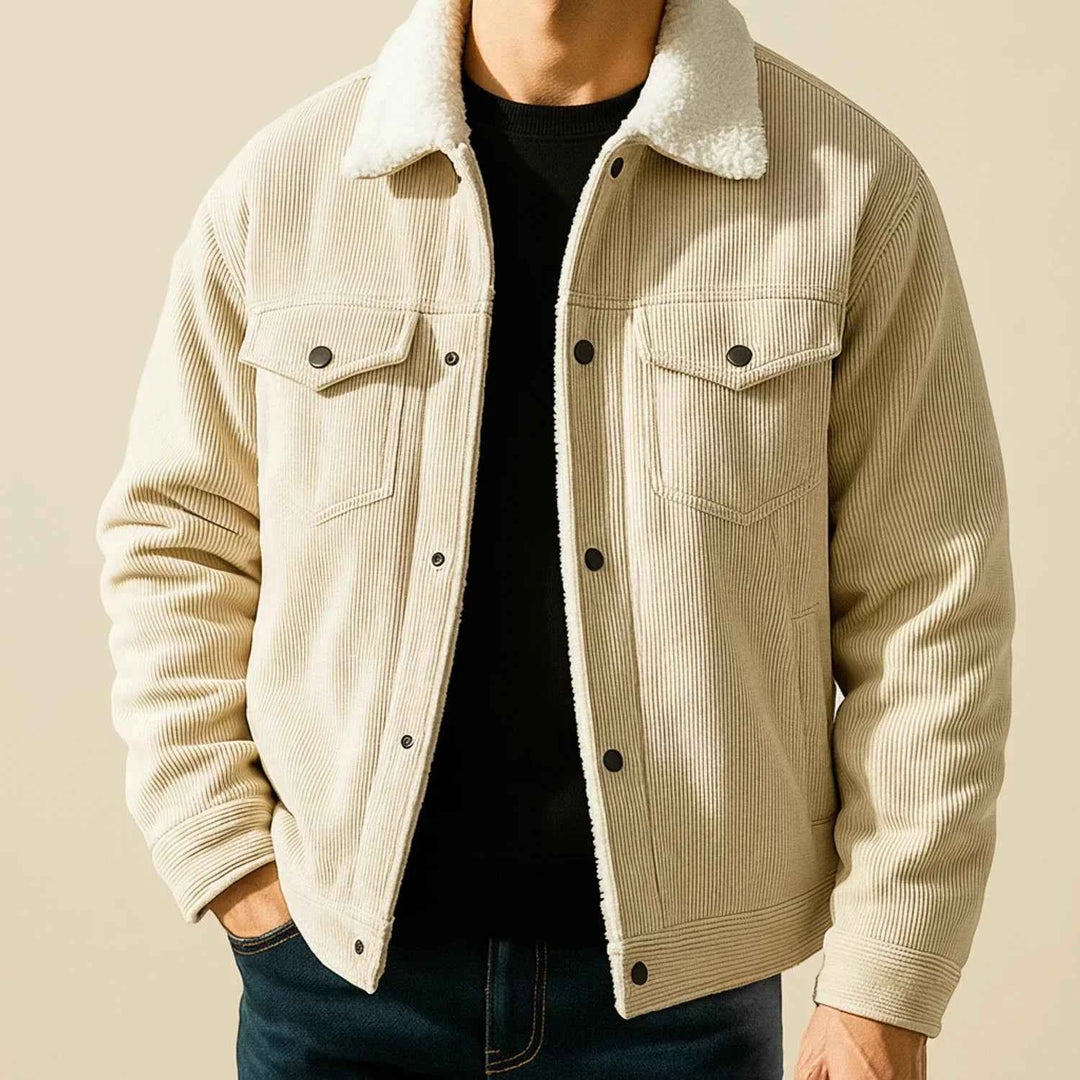 Men's Sherpa Lined Curdory Jacket Cream