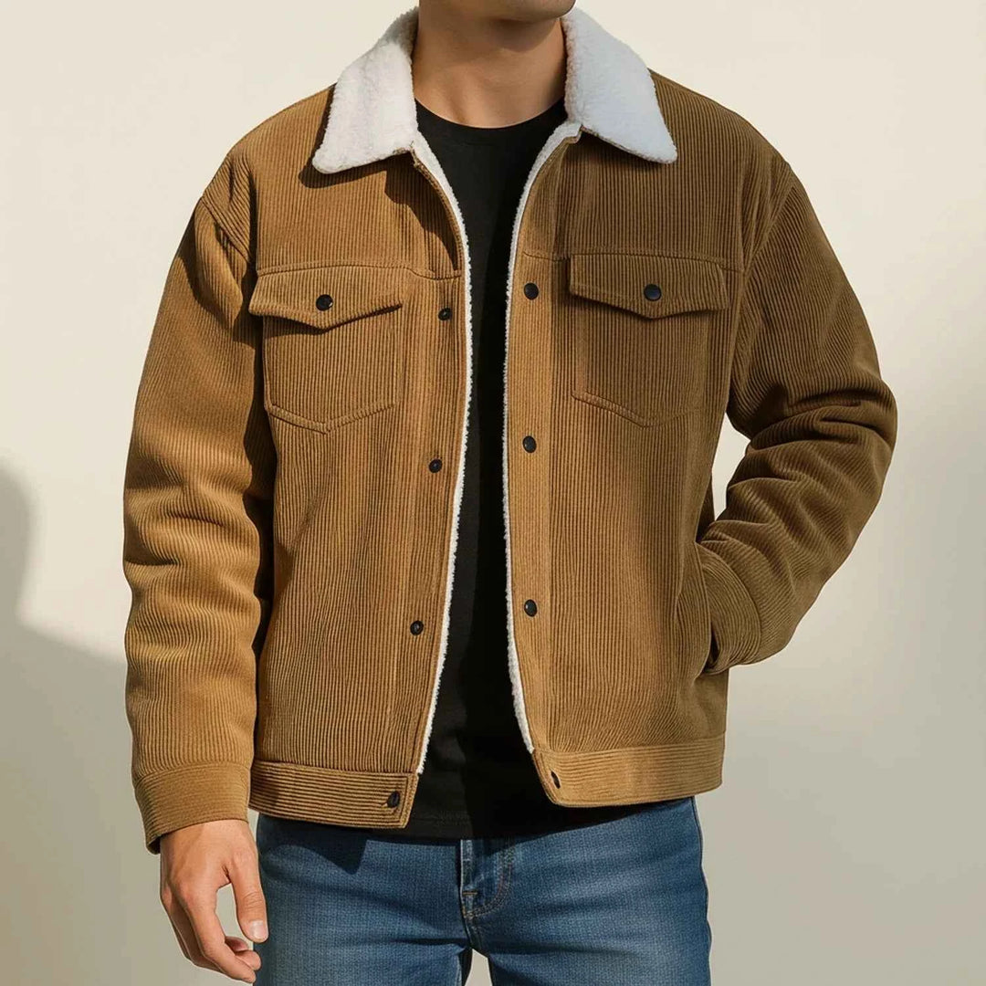 Men's Sherpa Lined Curdory Jacket Brown