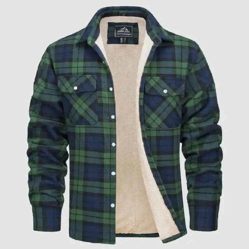 Men's Sherpa-Lined Flannel Jacket Green