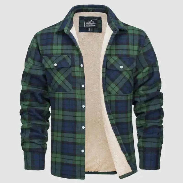 Men's Sherpa-Lined Flannel Jacket Green
