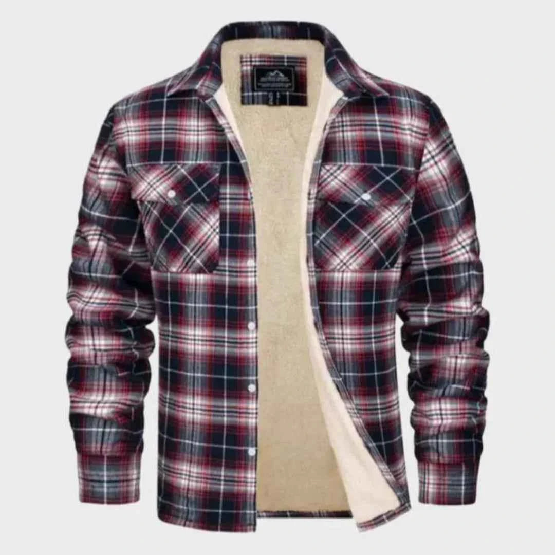 Men's Sherpa-Lined Flannel Jacket Orange