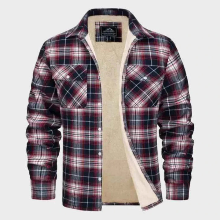 Men's Sherpa-Lined Flannel Jacket Orange