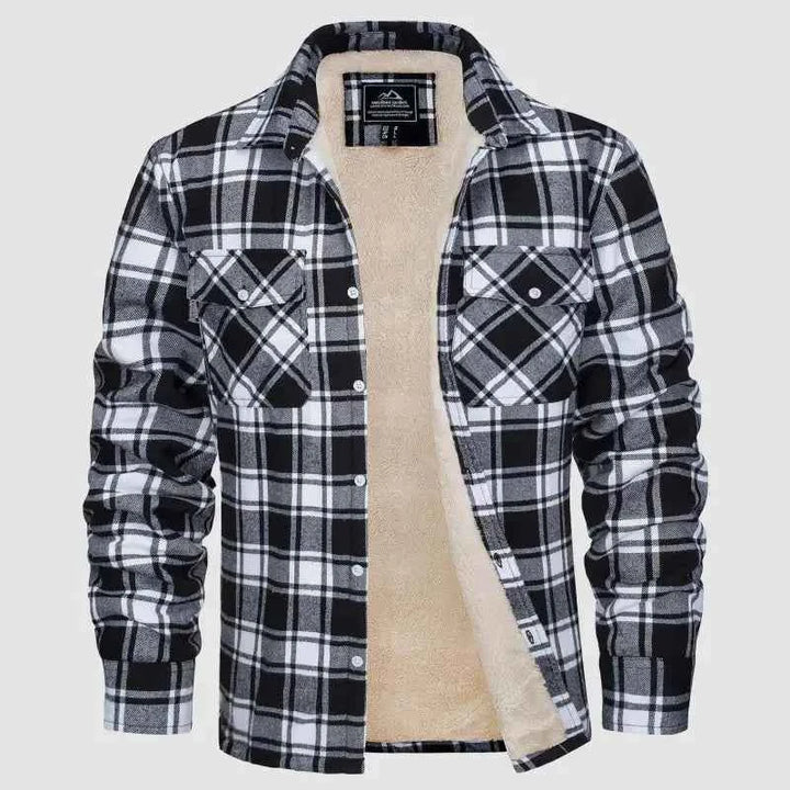 Men's Sherpa-Lined Flannel Jacket Black