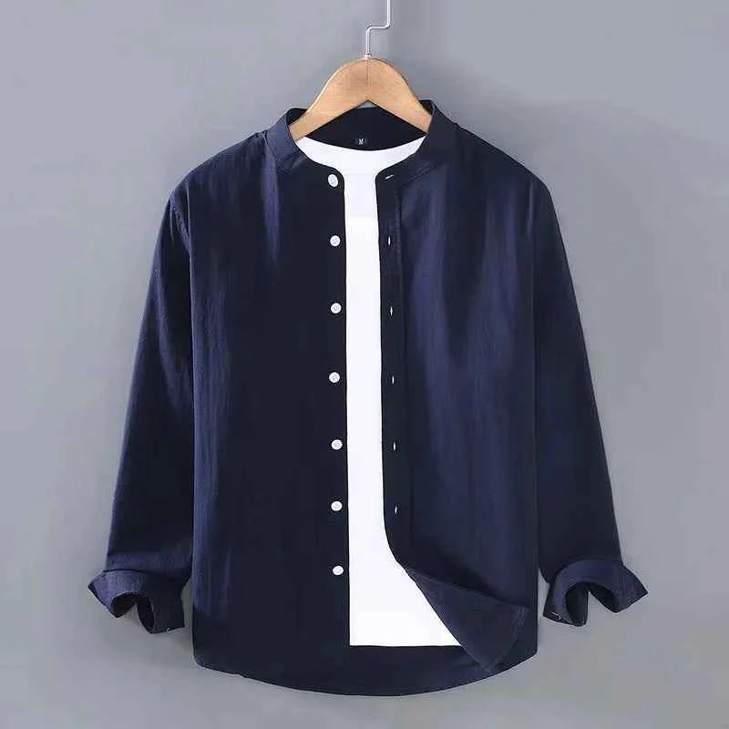 Men's Shoreline Linen Shirt - Lightweight & Breathable Summer Wear Navy