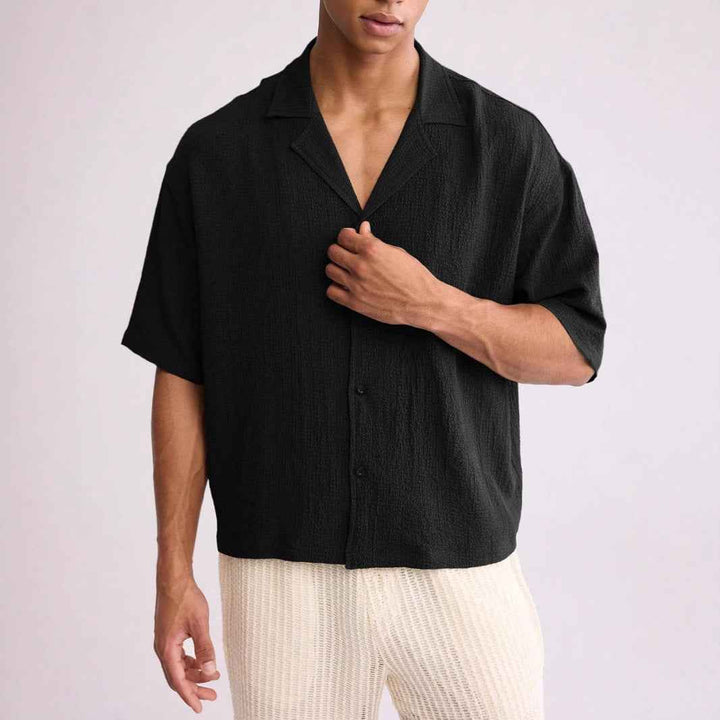Men's Short Sleeve Relaxed Fit Shirt – Breathable Casual Style Black